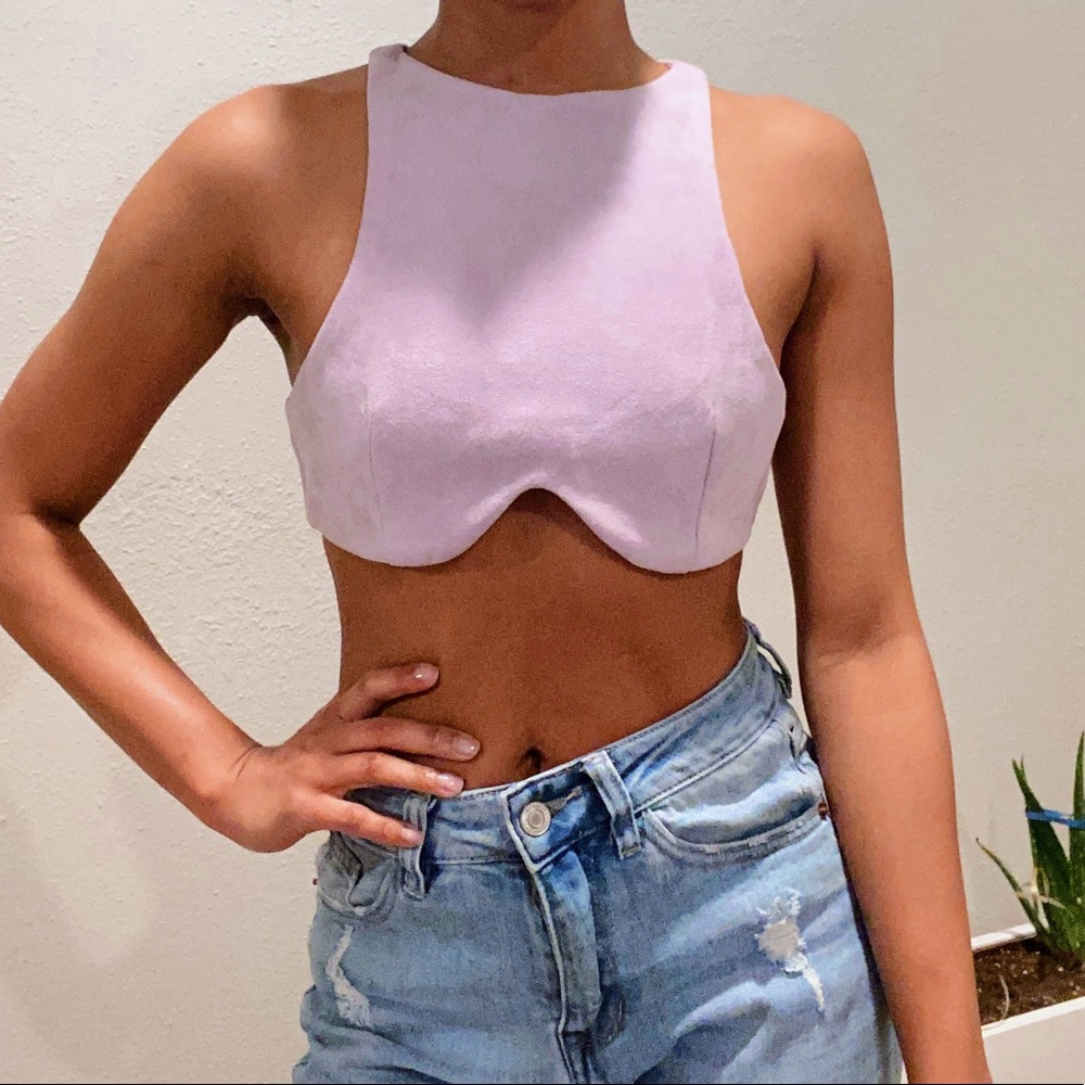 Suede Lavender Crop Top